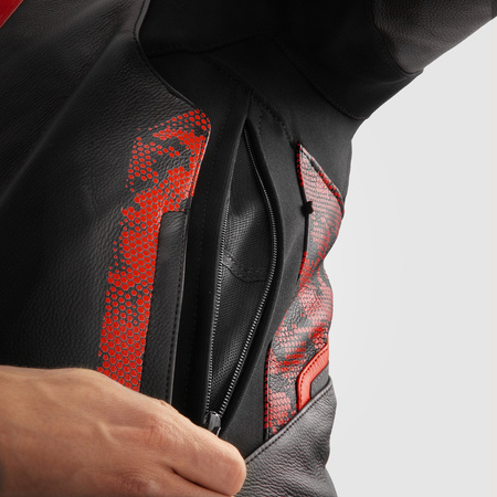 Kurtka Skórzana Rebelhorn Veloce Camo Black/Fluo Red