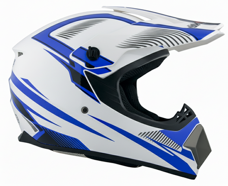 Kask Crossowy MPX MD-905 BIAŁO NIEBIESKI/CZARNY MAT