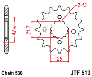 Przednia zębatka motocyklowa JT Sprockets SUZUKI JTF513.13 (530 łańcuch)
