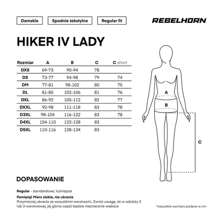 Spodnie Tekstylne REBELHORN Hiker IV Lady Black (Krótka Nogawka)
