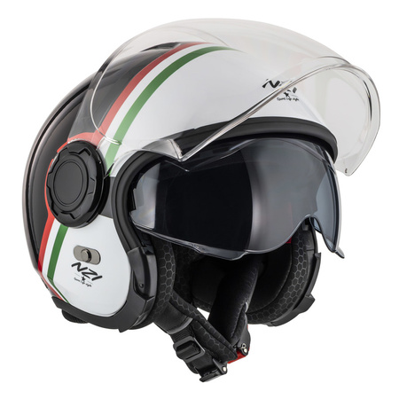 KASK MOTOCYKLOWY NZI RINGWAY 2 DUO SKYLINE BLACK WHITE ITALY