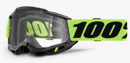 100% Accuri 2 OTG Gogle Motocyklowe MX Enduro Off-Road Neon Yellow Clear Lens