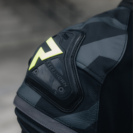 Kurtka skórzana REBELHORN VANDAL Black/Flo Yellow