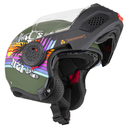 KASK MOTOCYKLOWY NZI MINIMOD DUO RAINBOW GREENBLACK SILVER MATT