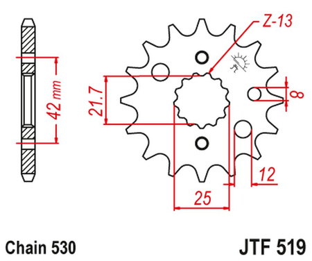 Zębatka przednia JTF519.15 566 15 / 513 15 519 15 KAWASAKI VN 800 '96-'06 (Łań.530)