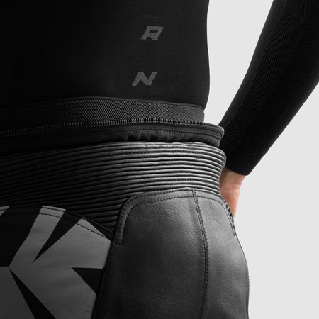 Motocyklowe Spodnie Skórzane Rebelhorn Inferno Black/White/Fluo Yellow