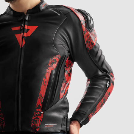 Kurtka Skórzana Rebelhorn Veloce Camo Black/Fluo Red