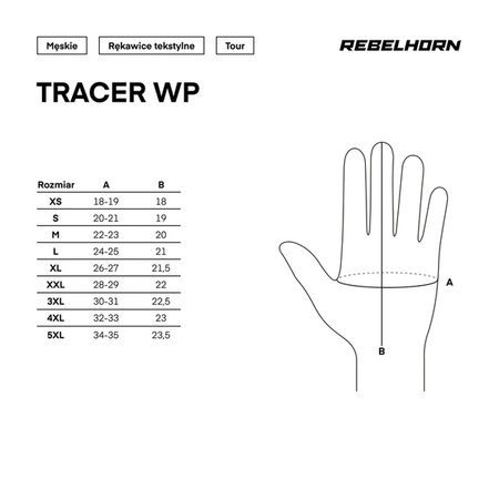 Rękawice Skórzano-Tekstylne REBELHORN Tracer Wp Black