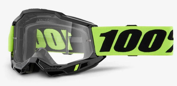 100% Accuri 2 OTG Gogle Motocyklowe MX Enduro Off-Road Neon Yellow Clear Lens