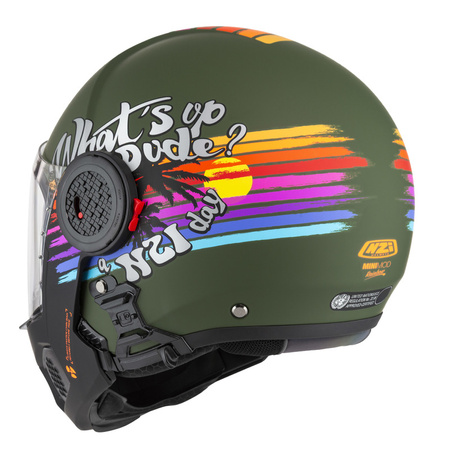 KASK MOTOCYKLOWY NZI MINIMOD DUO RAINBOW GREENBLACK SILVER MATT