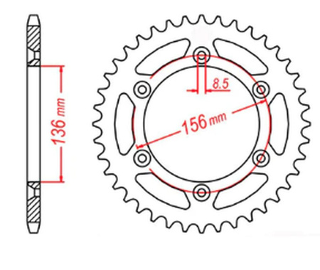 Zębatka tylna JTR 822.45 HUSQVARNA TE, TE 610, SMR 450/630, SUZUKI DR350