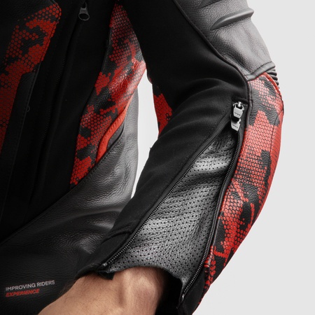 Kurtka Skórzana Rebelhorn Veloce Camo Black/Fluo Red