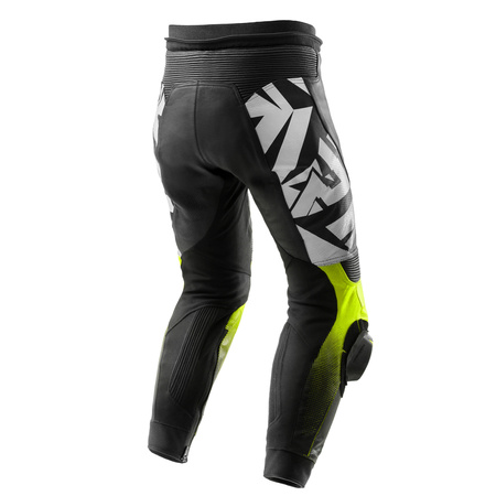 Motocyklowe Spodnie Skórzane Rebelhorn Inferno Black/White/Fluo Yellow