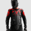 Motocyklowa Kurtka Skórzana Rebelhorn Inferno Black/Fluo Red z garbem
