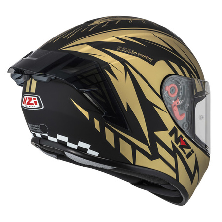KASK MOTOCYKLOWY NZI TRENDY STREAM FLAG BLACK GOLD MATT