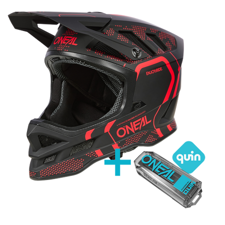 KASK ROWEROWY O'NEAL BLADE POLYACRYLITE STRIKE BLACK/RED + QUIN PRO