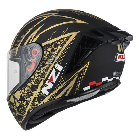 KASK MOTOCYKLOWY NZI TRENDY STREAM FLAG BLACK GOLD MATT