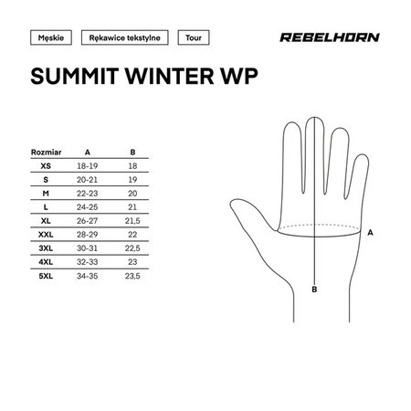 Rękawice Skórzano-Tekstylne REBELHORN Summit Winter Wp Black