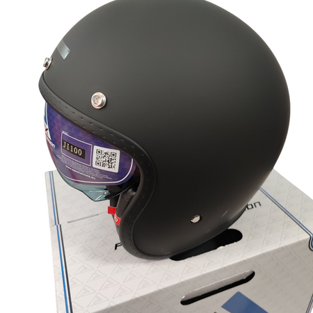 Otwarty Kask APEX JI100 Solid matt black z blendą na choppera skuter