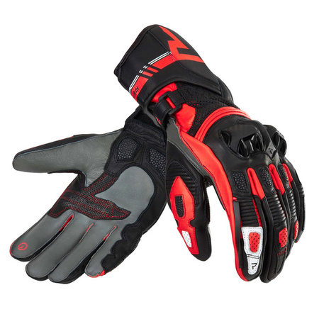 Rękawice skórzane REBELHORN ST LONG Black/Grey/Red
