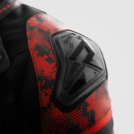 Kurtka Skórzana Rebelhorn Veloce Camo Black/Fluo Red