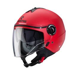 Kask otwarty jet CABERG z bledną RIVIERA V4X czerwony mat