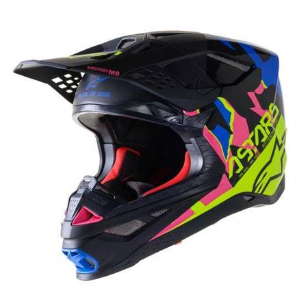 Kask Alpinestars SUPERTECH S-M8 ECHO BLACK/BLUE yellow pink FL