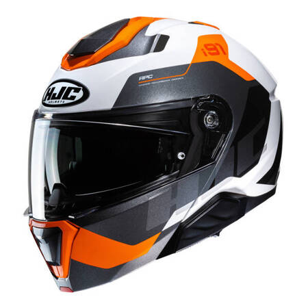 Kask motocyklowy szczękowy HJC I91 Carst White/Orange