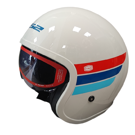 Kask otwarty  LS2 OF599 Spitfire II  Retro white/blue/red 