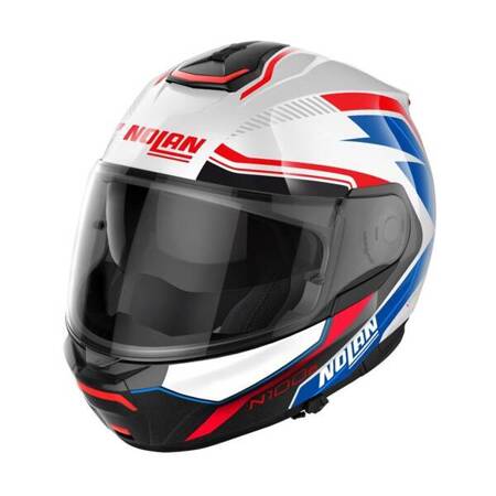 Kask szczękowy NOLAN N100-6 SURVEYOR N-COM 24 biały/czarny/czerwony/niebieski